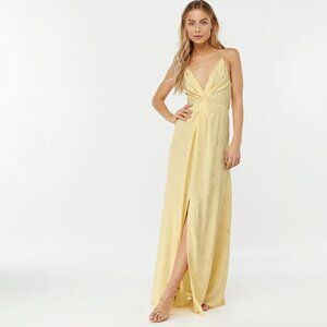 Monsoon Karlie Knot Front Jacquard Dress Yellow, size 6